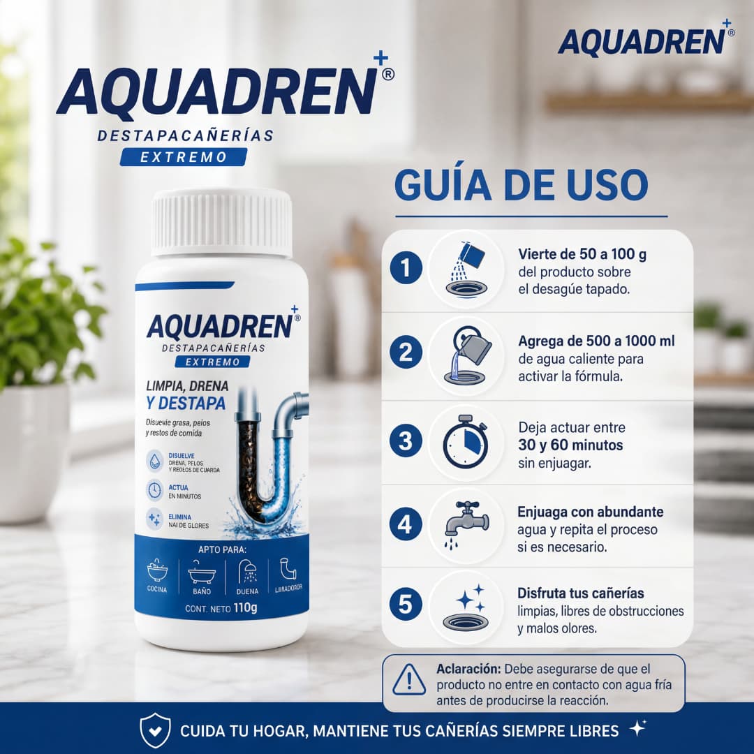 Aquadren Destapacaños -Eliminá Obstrucciones en Minutos