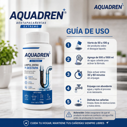 Aquadren Destapacañerías - Eliminá Obstrucciones en Minutos